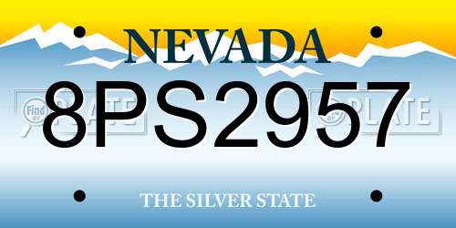 8PS2957 Nevada License Plate