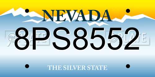 8PS8552 Nevada License Plate