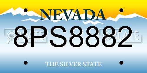 8PS8882 Nevada License Plate