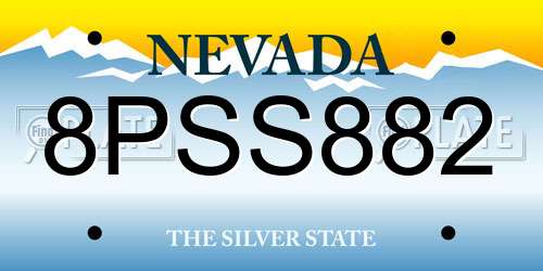 8PSS882 Nevada License Plate