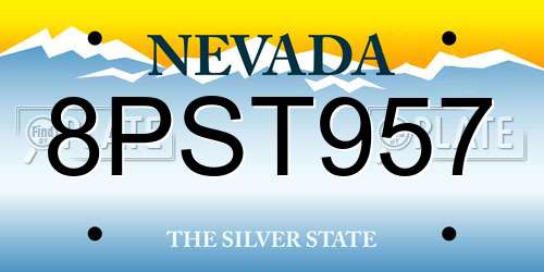 8PST957 Nevada License Plate