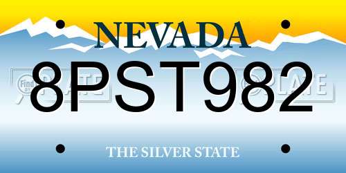 8PST982 Nevada License Plate