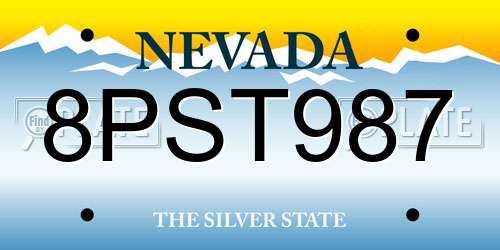 8PST987 Nevada License Plate
