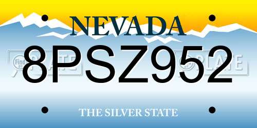 8PSZ952 Nevada License Plate