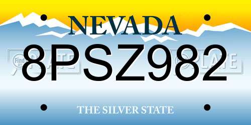8PSZ982 Nevada License Plate