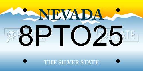 8PTO25 Nevada License Plate