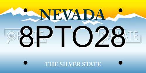 8PTO28 Nevada License Plate