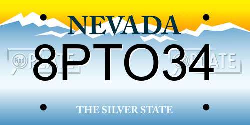 8PTO34 Nevada License Plate