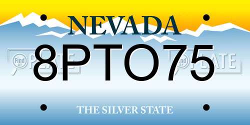 8PTO75 Nevada License Plate