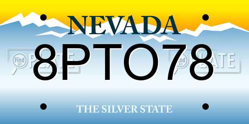 8PTO78 Nevada License Plate