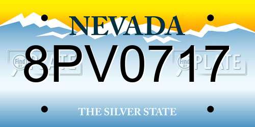 8PV0717 Nevada License Plate