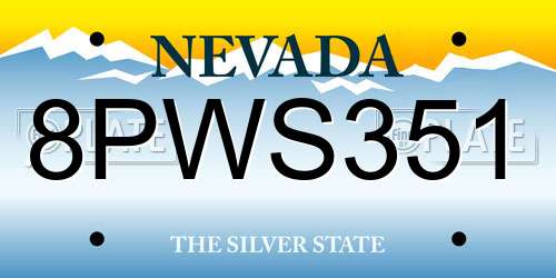 8PWS351 Nevada License Plate