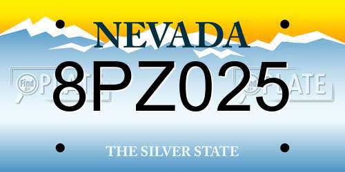 8PZ025 Nevada License Plate
