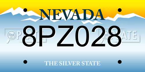 8PZ028 Nevada License Plate