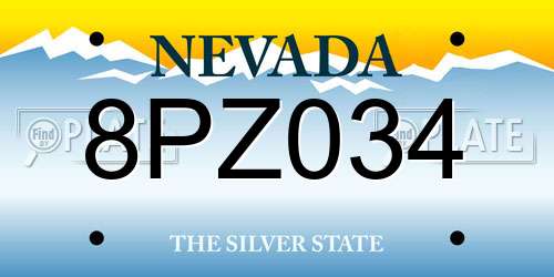 8PZ034 Nevada License Plate