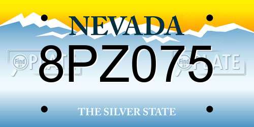 8PZ075 Nevada License Plate