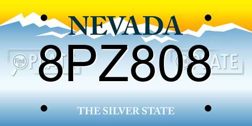 8PZ808 Nevada License Plate