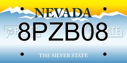 8PZB08 Nevada License Plate