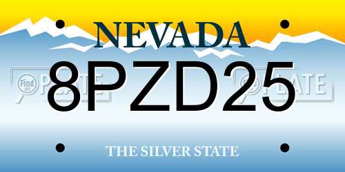 8PZD25 Nevada License Plate