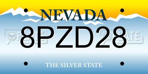 8PZD28 Nevada License Plate
