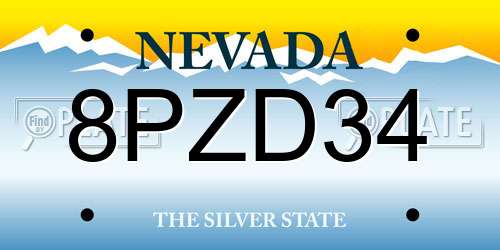 8PZD34 Nevada License Plate