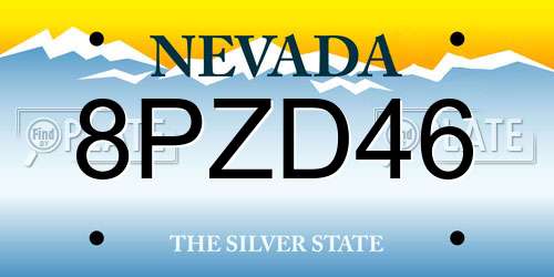 8PZD46 Nevada License Plate