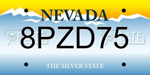 8PZD75 Nevada License Plate
