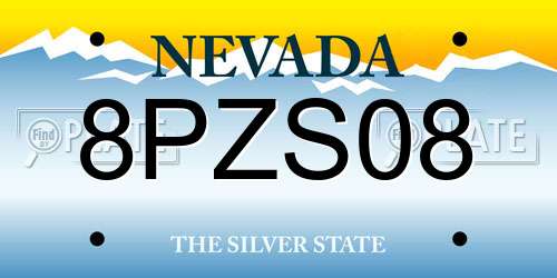 8PZS08 Nevada License Plate