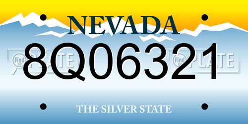 8Q06321 Nevada License Plate