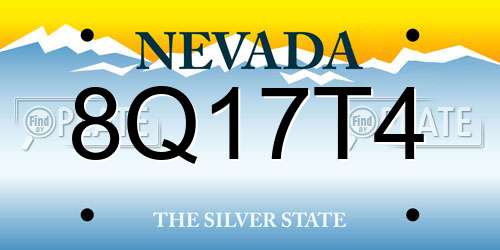 8Q17T4 Nevada License Plate