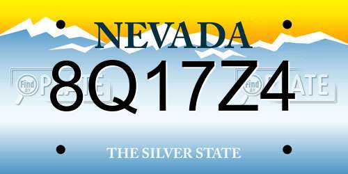 8Q17Z4 Nevada License Plate
