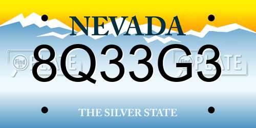 8Q33G3 Nevada License Plate