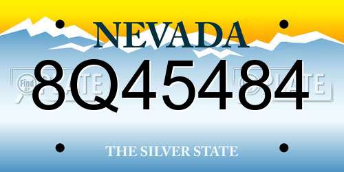 8Q45484 Nevada License Plate