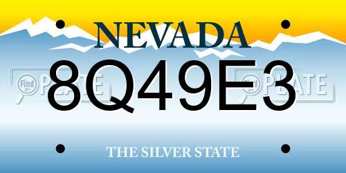 8Q49E3 Nevada License Plate