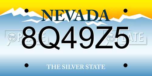 8Q49Z5 Nevada License Plate
