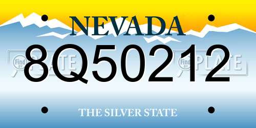 8Q50212 Nevada License Plate