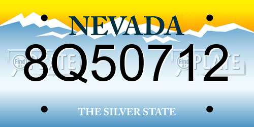 8Q50712 Nevada License Plate