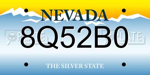 8Q52B0 Nevada License Plate