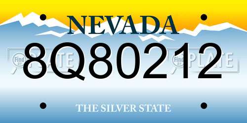 8Q80212 Nevada License Plate