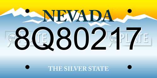 8Q80217 Nevada License Plate