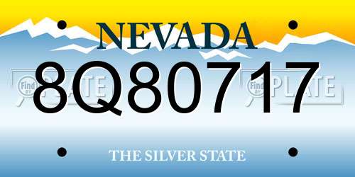 8Q80717 Nevada License Plate
