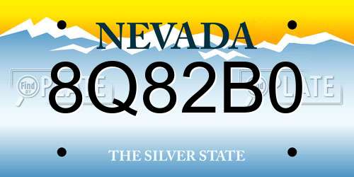 8Q82B0 Nevada License Plate