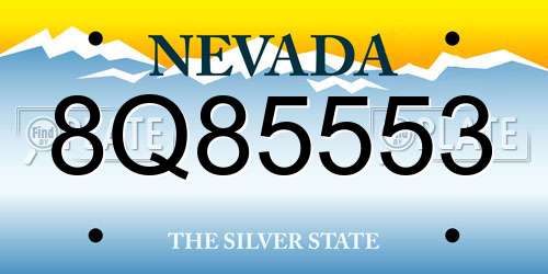 8Q85553 Nevada License Plate