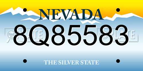 8Q85583 Nevada License Plate