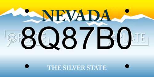 8Q87B0 Nevada License Plate