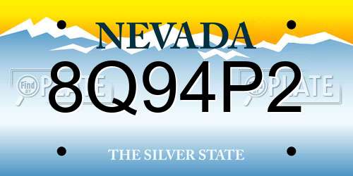 8Q94P2 Nevada License Plate