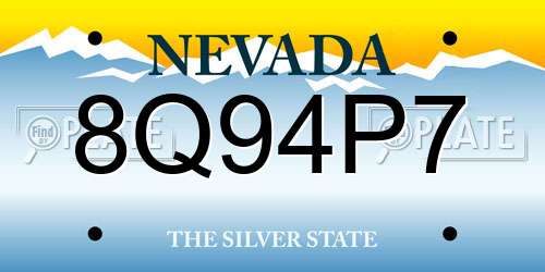 8Q94P7 Nevada License Plate