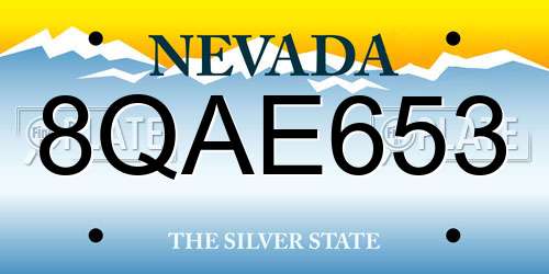8QAE653 Nevada License Plate