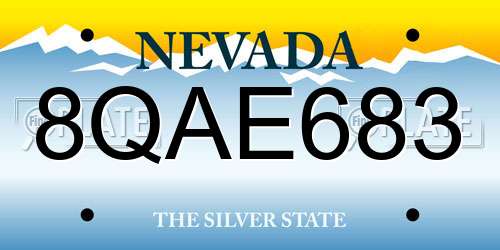 8QAE683 Nevada License Plate