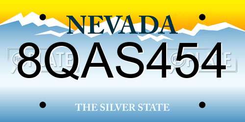 8QAS454 Nevada License Plate